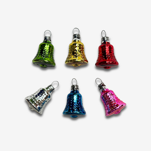 Set of 6 Mini Nostalgic Colorful Bell Shaped Ornaments