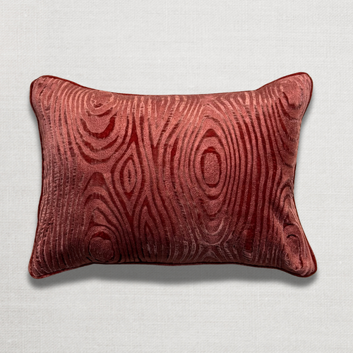 Log Embroidered Silk Velvet Cushion in Toscana