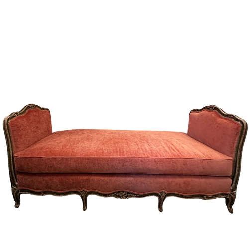19th Century French Daybed Upholstered in John Derian for Cisco Brothers "Velluto Rose"