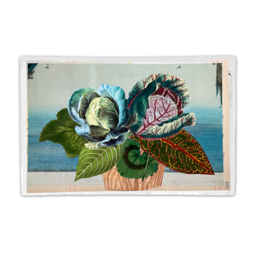 One-of-a-Kind Collaged Potted Bouquet of Foliage Mat (#51)