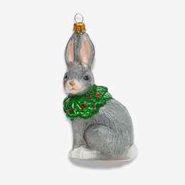 Rabbit with Christmas Wreath Ornament