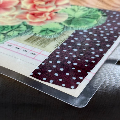 One-of-a-Kind Collaged Potted Bouquet of Pink Flowers Mat (#53)