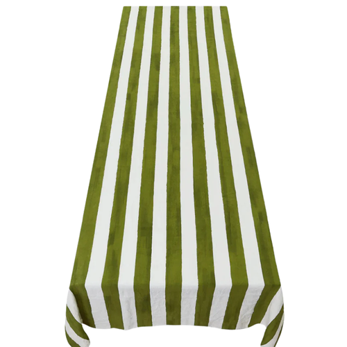 Summerill & Bishop Avocado & White Striped Tablecloth