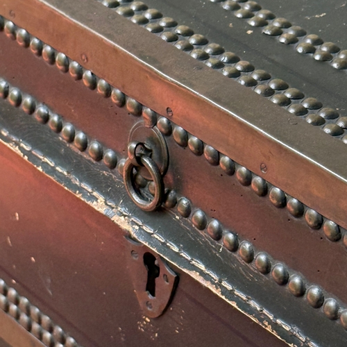19th-century China Trade Leather Camphor Chest with Paper Lining (# 3)