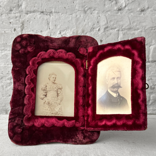 19th Century American Velvet Door Mirror and Picture Frame (SM05)