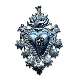 19th-century Italian Ex-Voto Sacred Silver Heart (No. 5-26)
