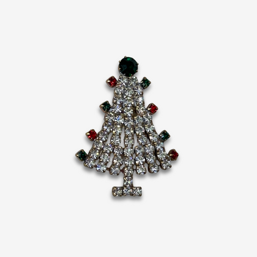 Crystal White Tree Brooch