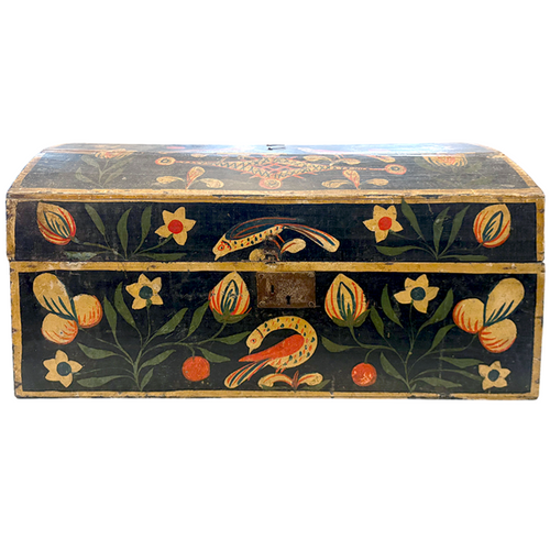 18th-century French Painted Trunk