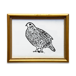 Hugo Guinness "Quail" Linocut in a Vintage Frame