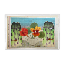 One-of-a-Kind Collaged Asparagus & Nasturtium Mat (#5)