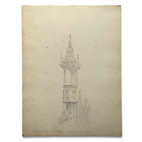 19th-century French Pencil Drawing by Alphonse Baril (#51)