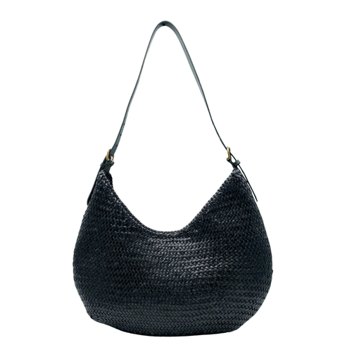Leather Dragon Diffusion Luna Mezza Shoulder Bag in Black