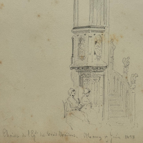 19th-century French Pencil Drawing by Alphonse Baril (#51)