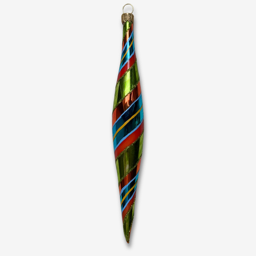 Multicolor Striped Icicle Ornament