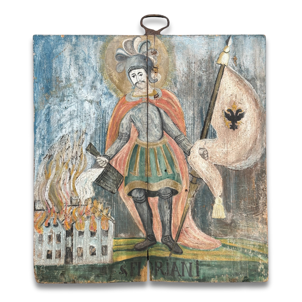 19th-century Austrian St. Florian Fire Protector Painting
