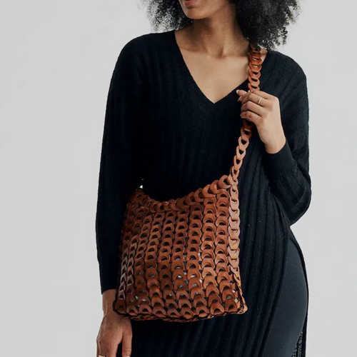 Leather Dragon Diffusion NS Link Tote in Dark Brown