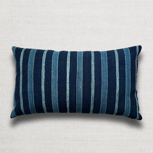 Custom Décors Barbares "Sarafane Indigo" Pillow with Vintage African Indigo Backing (#96)