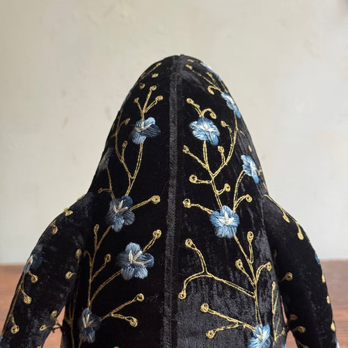 Misha Embroidered Silk Velvet Penguin in Black