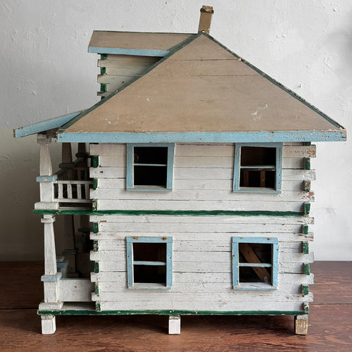 Early 20th-century Painted Folk Doll House Cottage