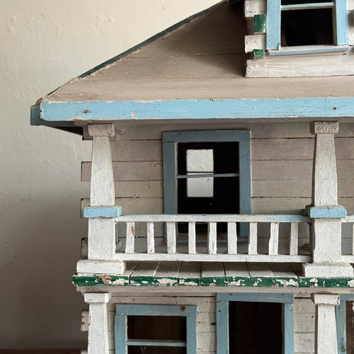 Early 20th-century Painted Folk Doll House Cottage