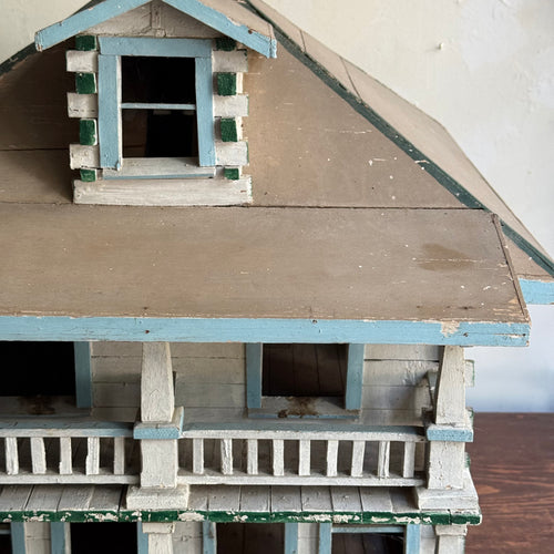Early 20th-century Painted Folk Doll House Cottage
