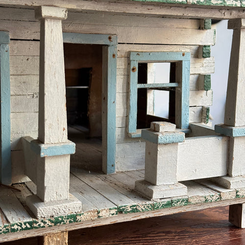 Early 20th-century Painted Folk Doll House Cottage
