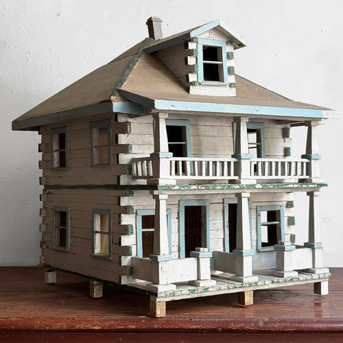 Early 20th-century Painted Folk Doll House Cottage