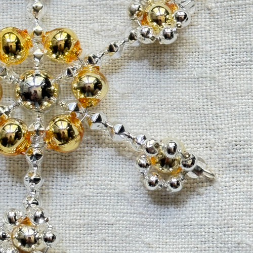 Gold & Silver Beaded Snowflake Ornament