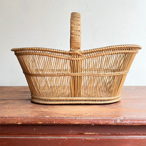19th-century French Wicker Gathering Basket