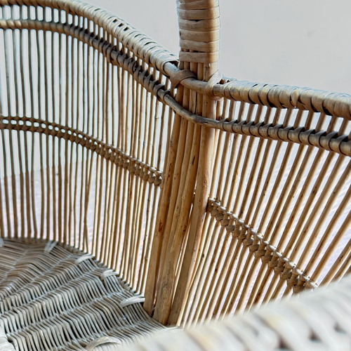 19th-century French Wicker Gathering Basket