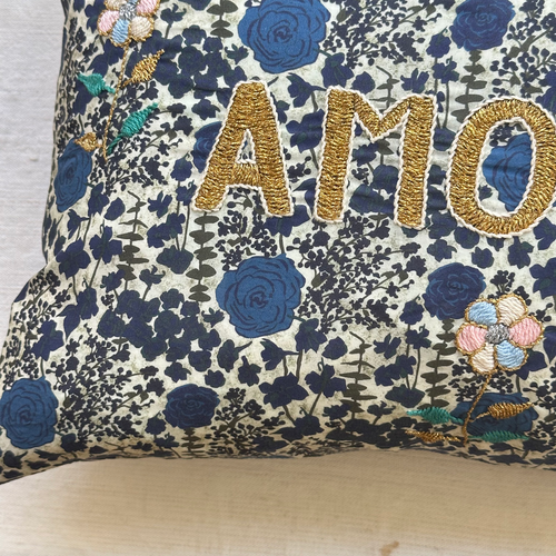 "Amour" Embroidered Cushion CS65
