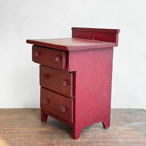 Early 20th-century Red Painted Miniature Doll's Chest