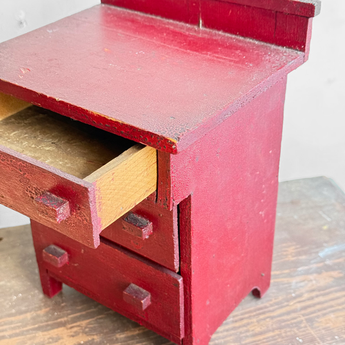 Early 20th-century Red Painted Miniature Doll's Chest