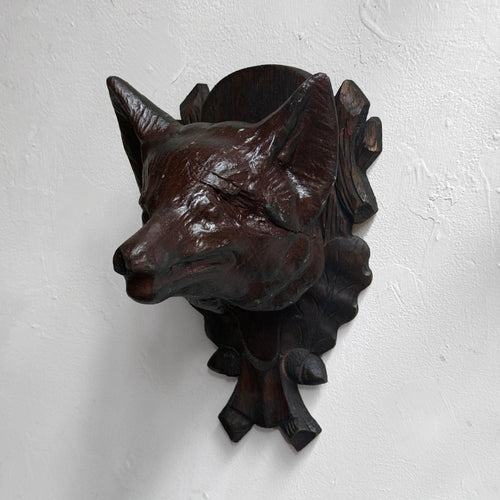 Early 20th-century Black Forest Carved Fox Head (9-20)