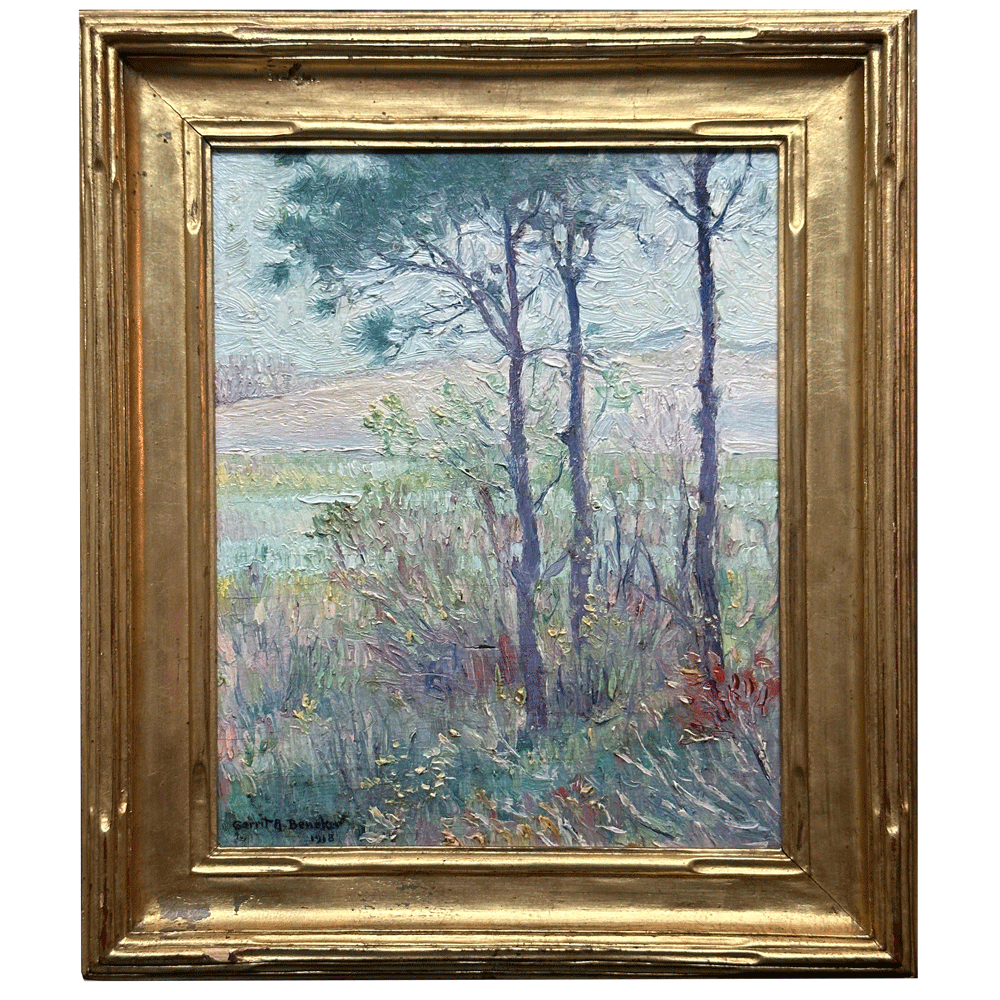 "Trees & Dune" Early 20th-Century Oil on Canvas Landscape by Gerrit Beneker