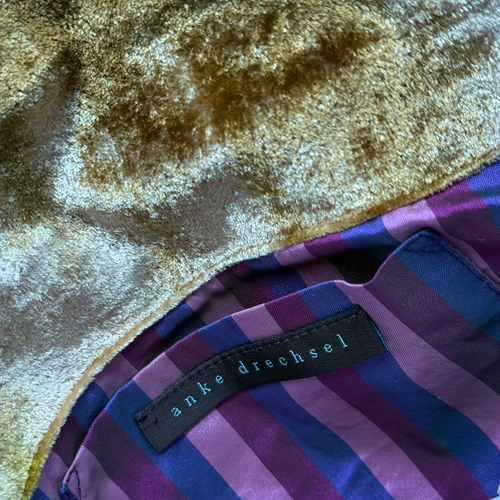 Lorraine Embroidered Silk Velvet Shoulder Bag in Shaded Yellow