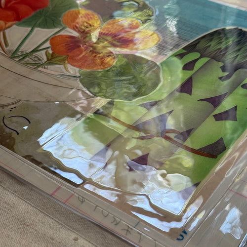One-of-a-Kind Collaged Asparagus & Nasturtium Mat (#5)