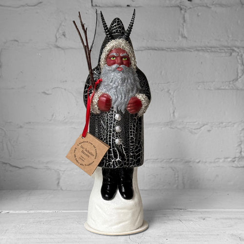 Papier-Mâché Krampus in Cracked Silver