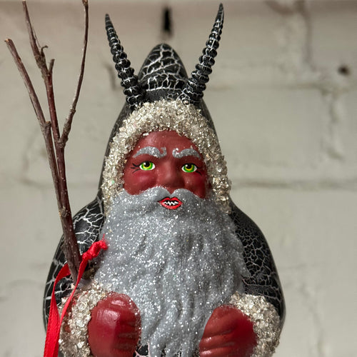 Papier-Mâché Krampus in Cracked Silver