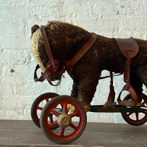 19th-century French Toy Horse on Wheels