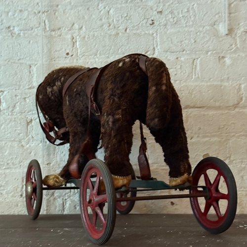 19th-century French Toy Horse on Wheels