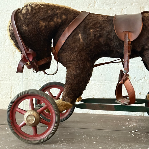19th-century French Toy Horse on Wheels