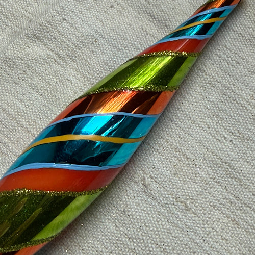 Multicolor Striped Icicle Ornament