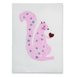 Block Printed Pinkie the Girl Folded Card