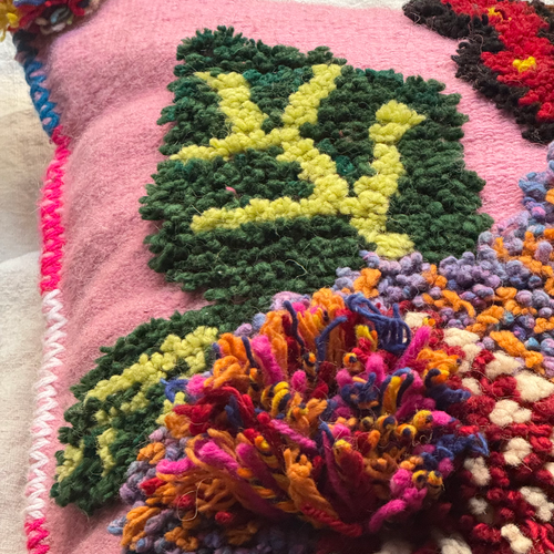 PO! Paris Nathalie Lete Woven & Knotted "Grandes Fleur" Cushion in Rose