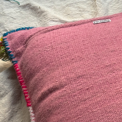 PO! Paris Nathalie Lete Woven & Knotted "Grandes Fleur" Cushion in Rose