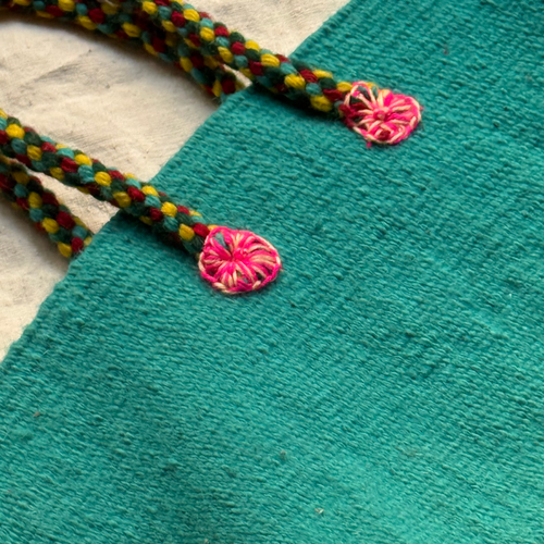 PO! Paris Nathalie Lete Woven & Knotted "Fleur Papillon" Bag in Blue