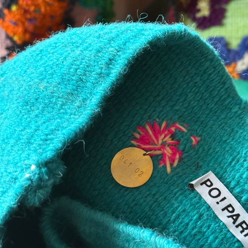 PO! Paris Nathalie Lete Woven & Knotted "Fleur Papillon" Bag in Blue