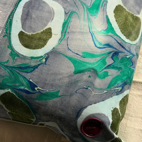 Hand Marbled One-of-a-Kind Pillow (26-03)