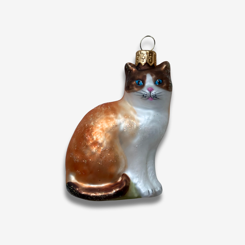 White & Peach Cat Ornament